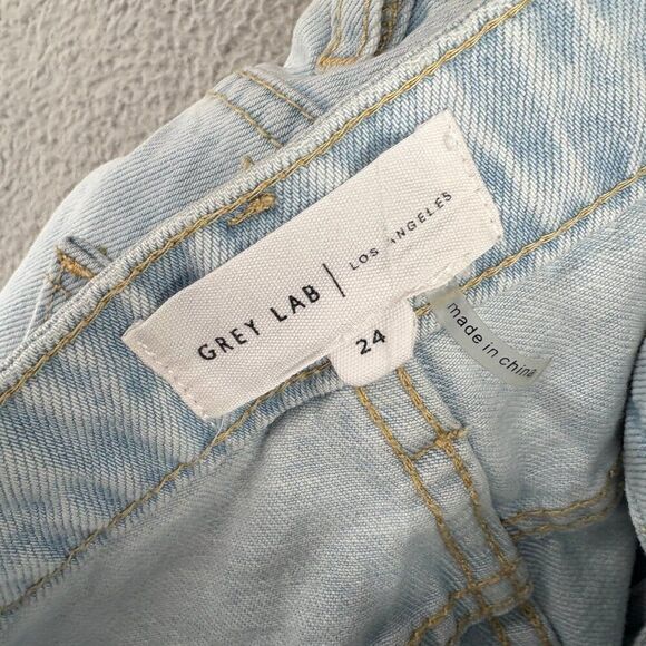 Grey Lab Los Angeles High Rise Straight Leg Jeans Size 24 | Light Wash 100% Cott - Picture 14 of 16
